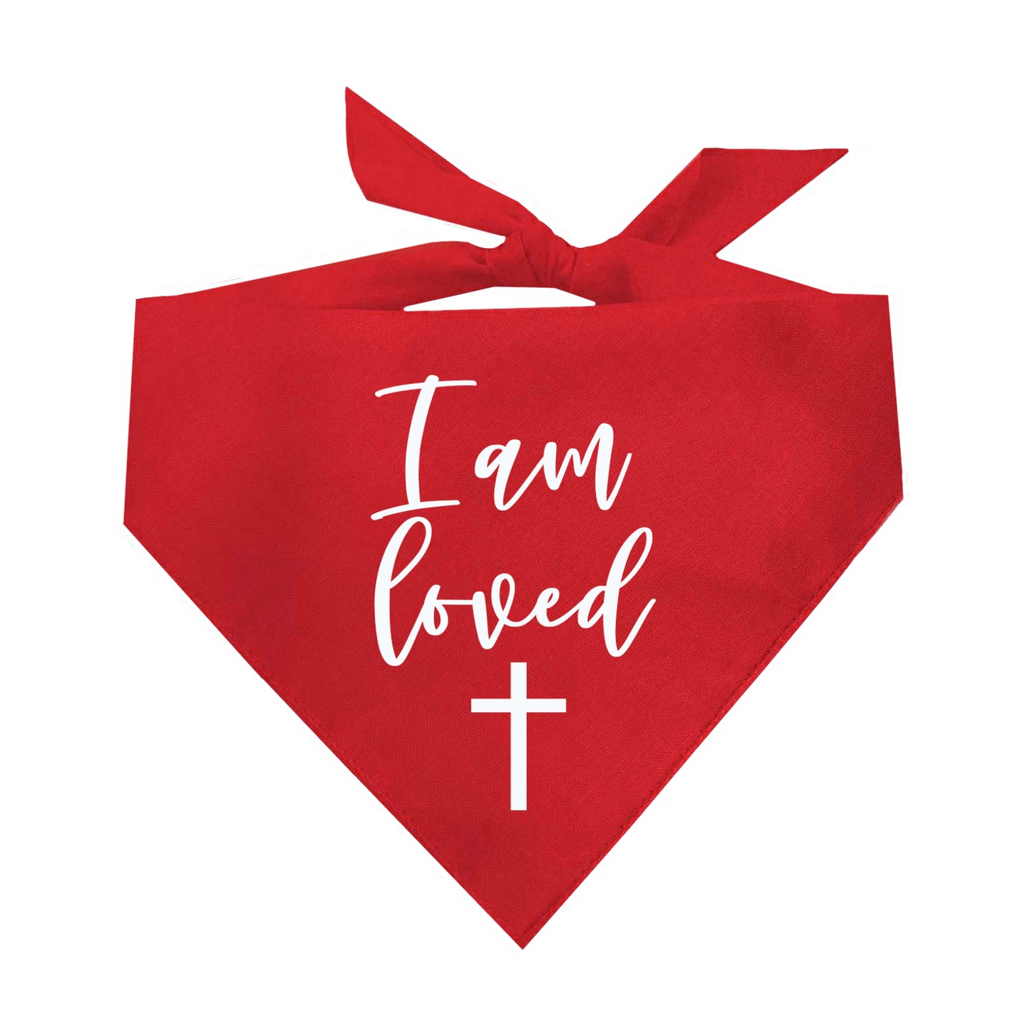 I Am Loved With Cross Triangle Dog Bandana (Assorted Colors Available)
