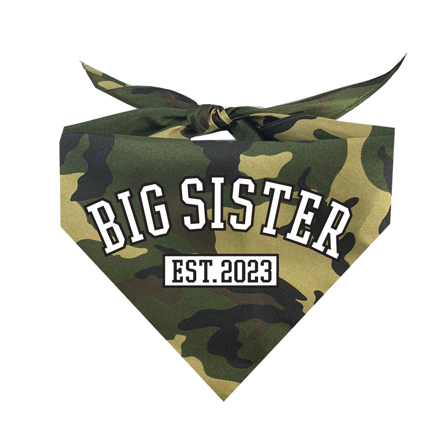 Big Sister Est. 2023 Established Gender Reveal Triangle Dog Bandana