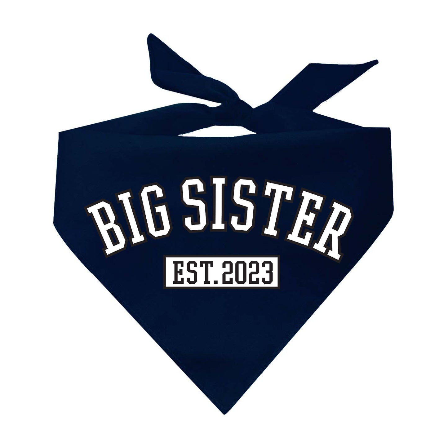 Big Sister Est. 2023 Established Gender Reveal Triangle Dog Bandana