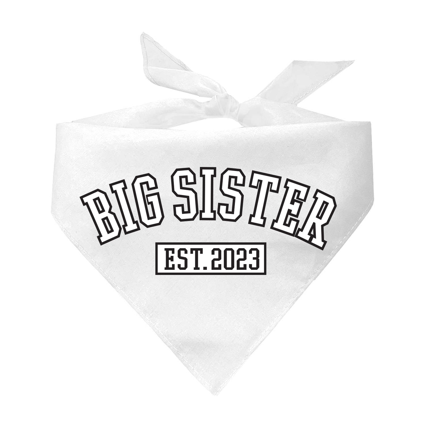 Big Sister Est. 2023 Established Gender Reveal Triangle Dog Bandana