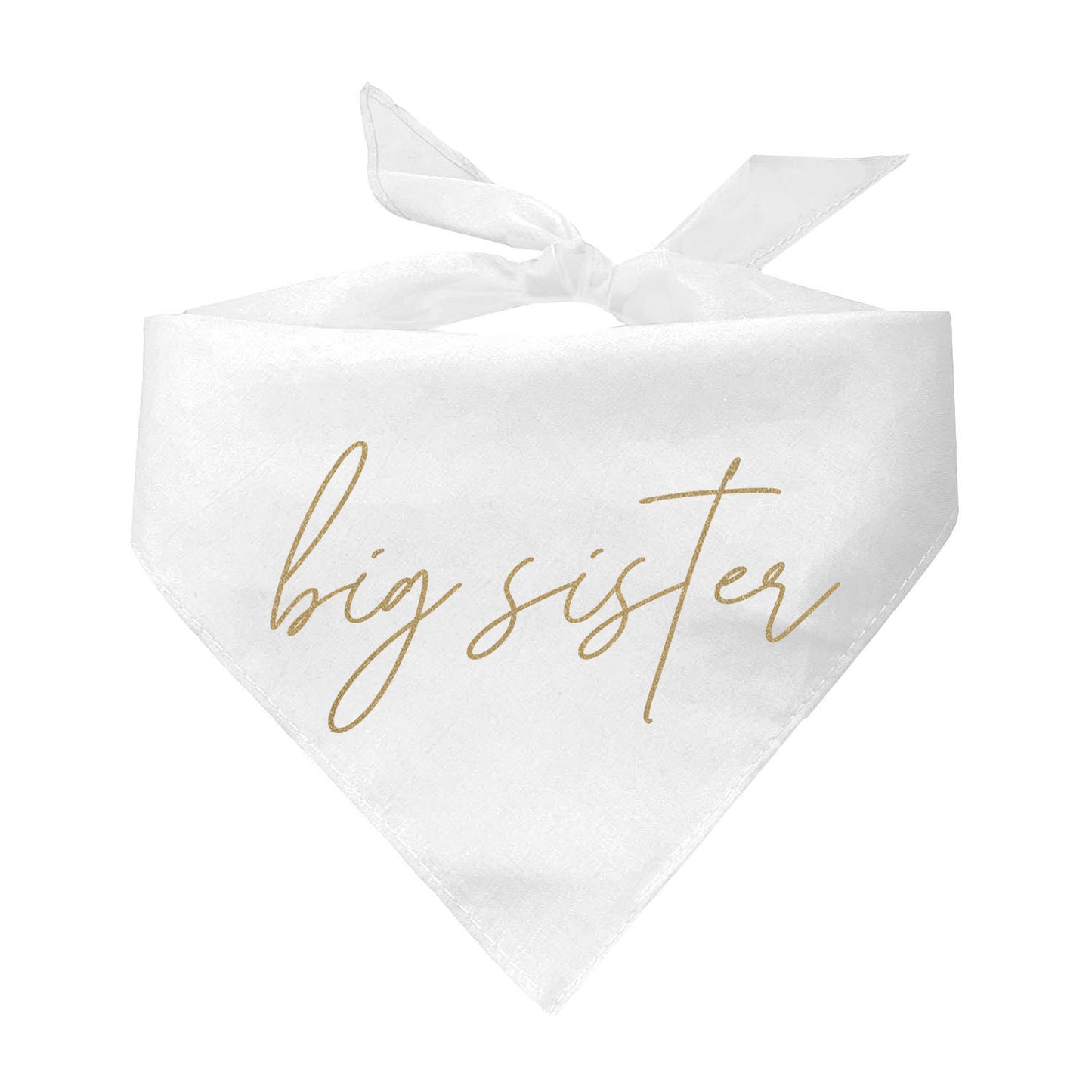 Big Sister Elegant Triangle Dog Bandana (Gold Print)