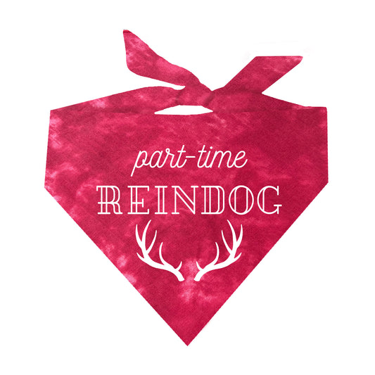 Part-Time Reindog Reindeer Tie Dye Triangle Dog Bandana
