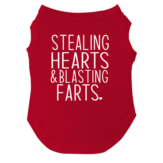 Stealing Hearts & Blasting Farts Valentine's Day Dog Tee