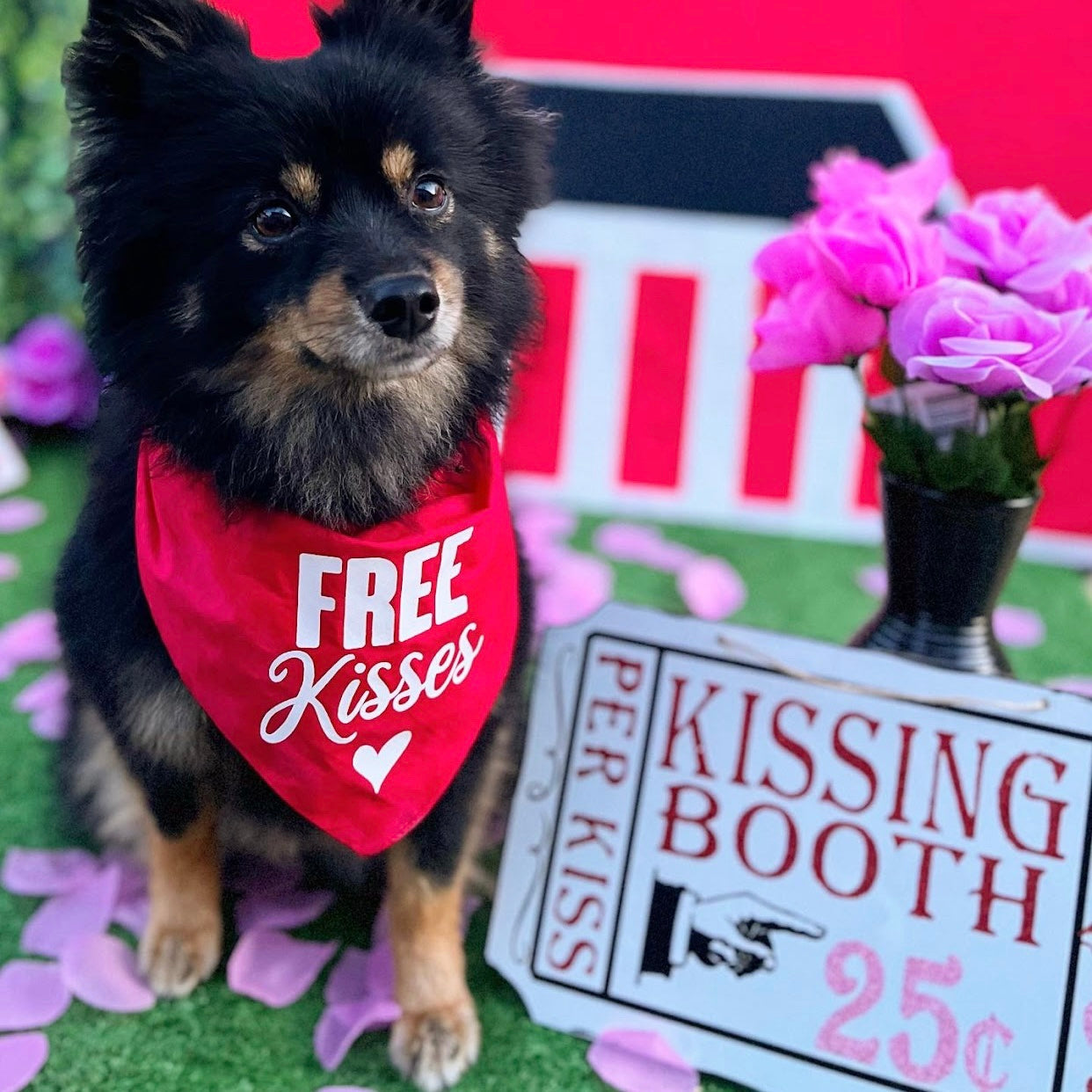 Free Kisses With Heart Valentine s Day Triangle Dog Bandana Tees And Tails